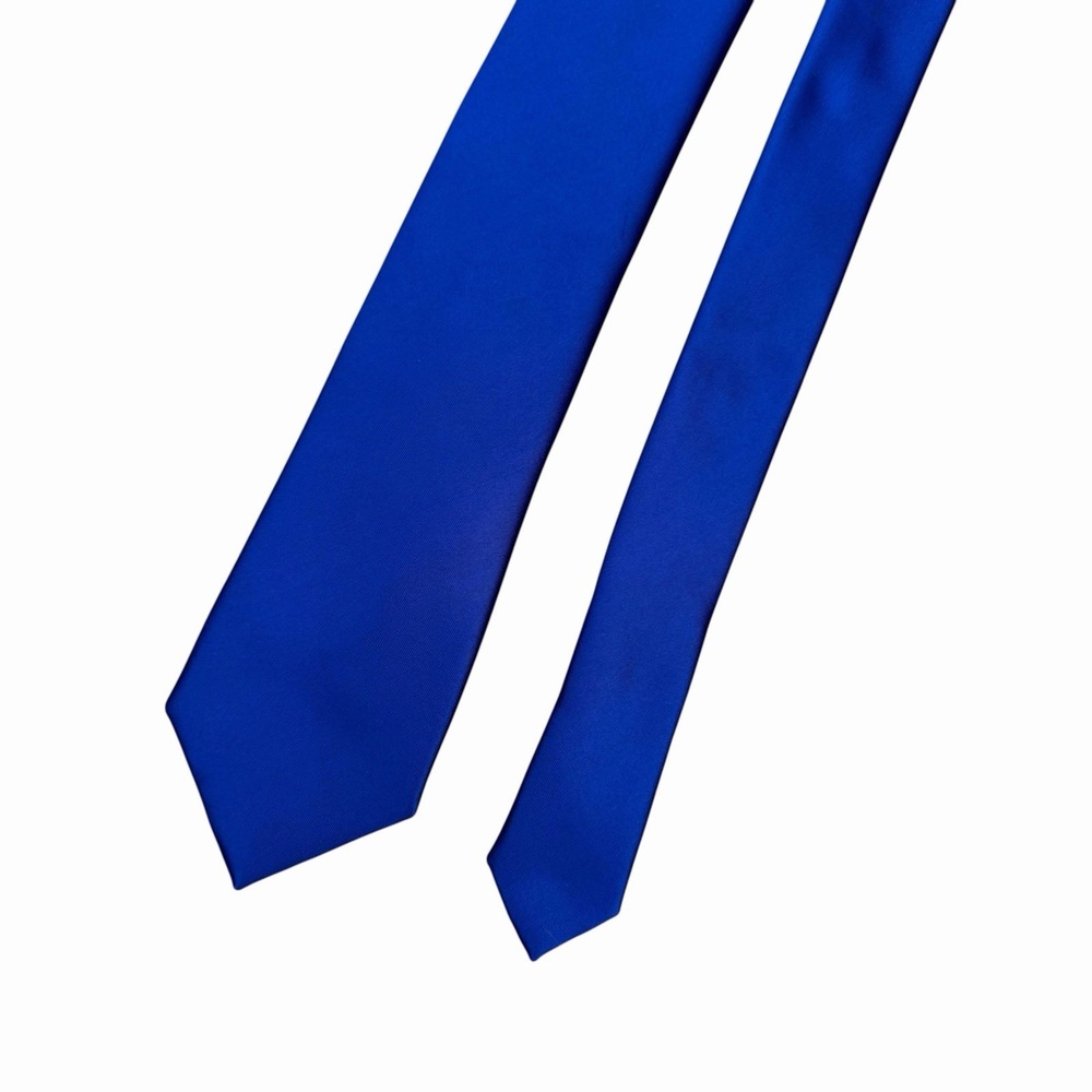 E. Marinella Napoli Men's Recent Tie Solid Blue Satin Silk Italy 2 7/8" x 59.25"